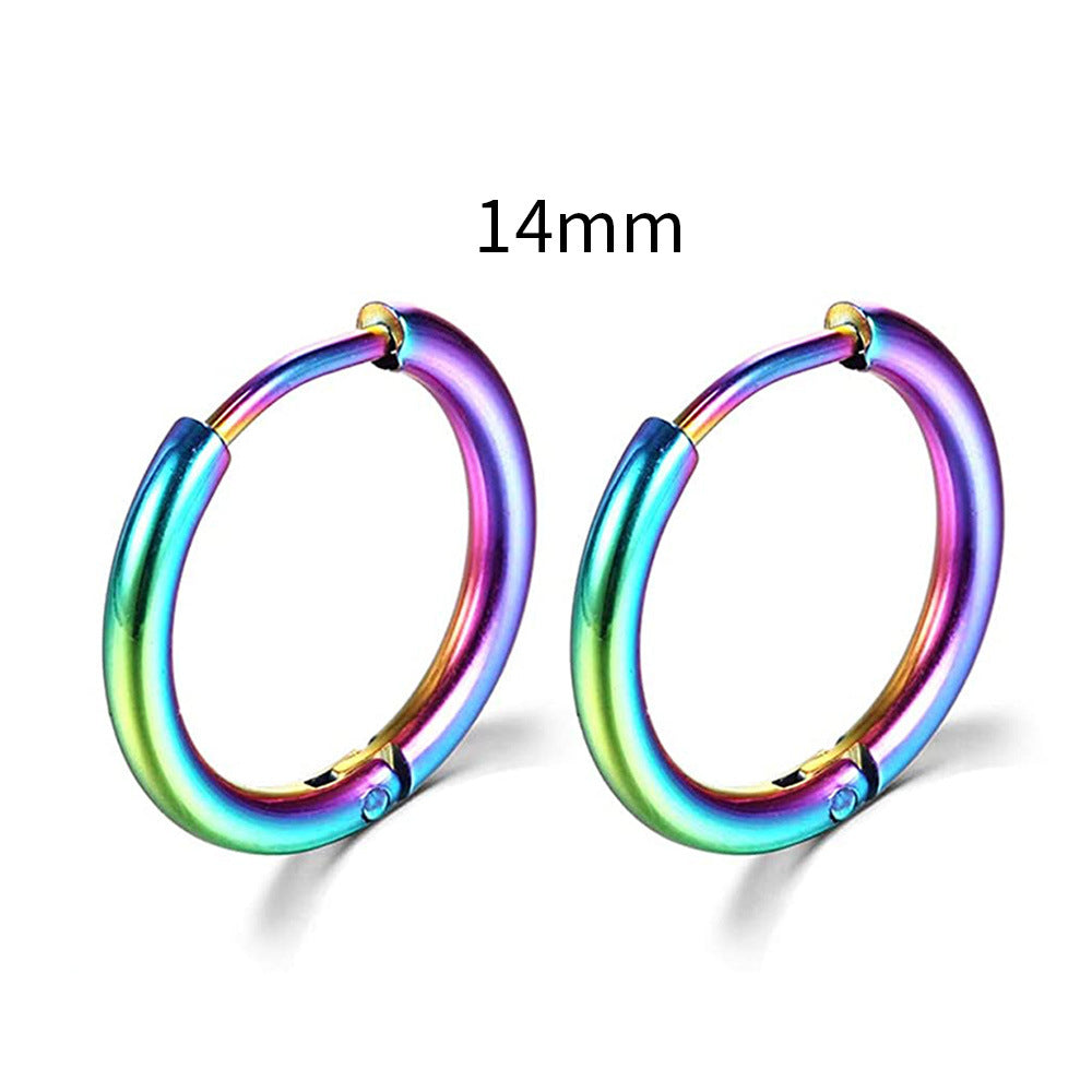 E25#New Simple Stainless Steel Small Hoop Earrings for Women