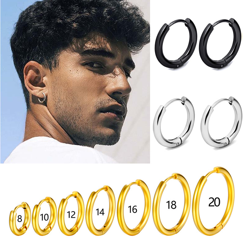 E25#New Simple Stainless Steel Small Hoop Earrings for Women