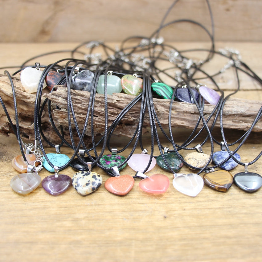 N21#Natural Heart Shape Pendant Crystal Amethysts Healing Gemstone Necklace