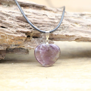 N21#Natural Heart Shape Pendant Crystal Amethysts Healing Gemstone Necklace