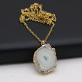 N22#Fashion Natural Slice Druzy Pendant Necklace