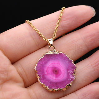 N22#Fashion Natural Slice Druzy Pendant Necklace