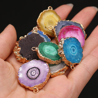 N22#Fashion Natural Slice Druzy Pendant Necklace