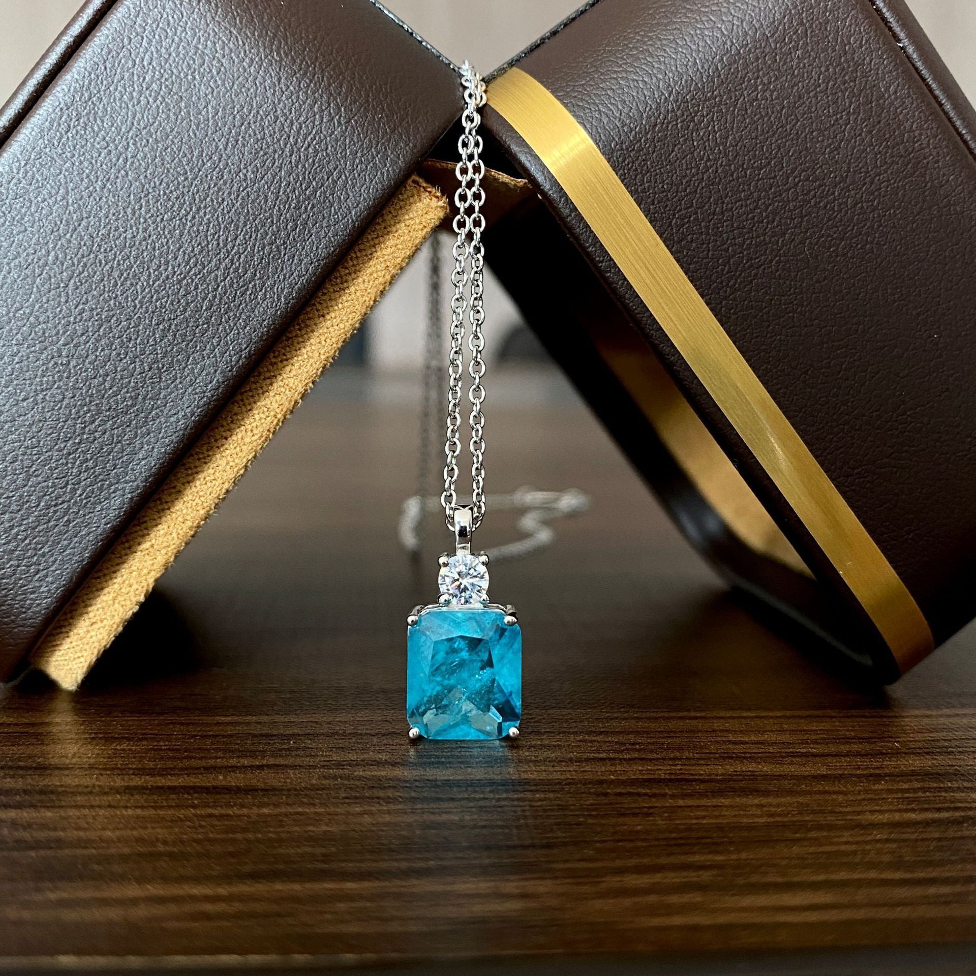 N26#NEW 925 Sterling Silver 9*10MM  Gemstone Pendant Necklaces