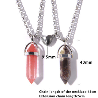 N29#2pcs / Set Magnet Attracts Couple Stone Pendant Necklace