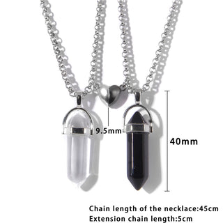 N29#2pcs / Set Magnet Attracts Couple Stone Pendant Necklace