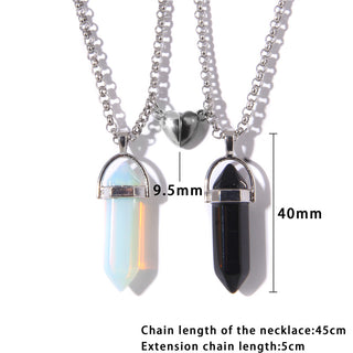 N29#2pcs / Set Magnet Attracts Couple Stone Pendant Necklace