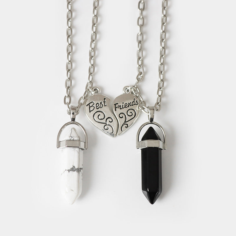 N29#2pcs / Set Magnet Attracts Couple Stone Pendant Necklace