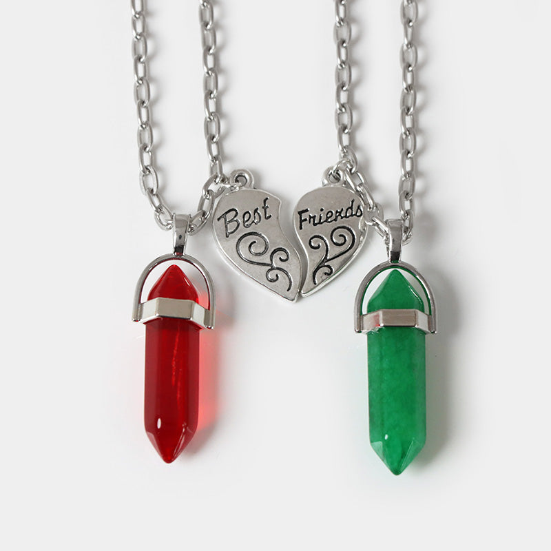 N29#2pcs / Set Magnet Attracts Couple Stone Pendant Necklace