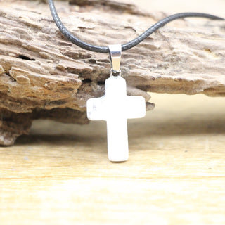 N30#Natural Crystal Cross Shape Pendant Gemstone Necklace