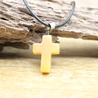 N30#Natural Crystal Cross Shape Pendant Gemstone Necklace