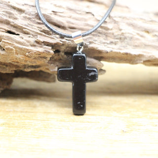 N30#Natural Crystal Cross Shape Pendant Gemstone Necklace