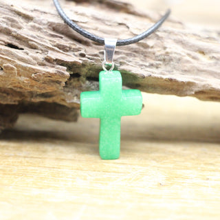 N30#Natural Crystal Cross Shape Pendant Gemstone Necklace