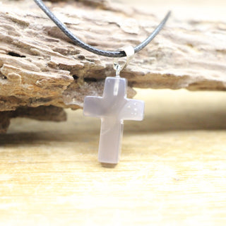 N30#Natural Crystal Cross Shape Pendant Gemstone Necklace