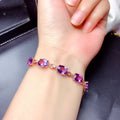 B27#18K Rose Gold Color Treasure Luxury Purple Crystal Gemstone Bracelet