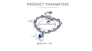 B29#925 Sterling Silver Heart Bracelets For Women Blue Sapphire