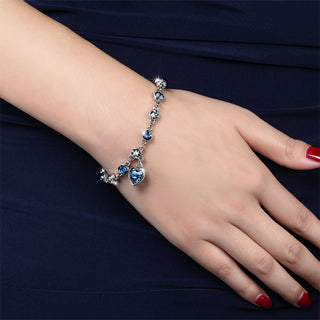 B29#925 Sterling Silver Heart Bracelets For Women Blue Sapphire