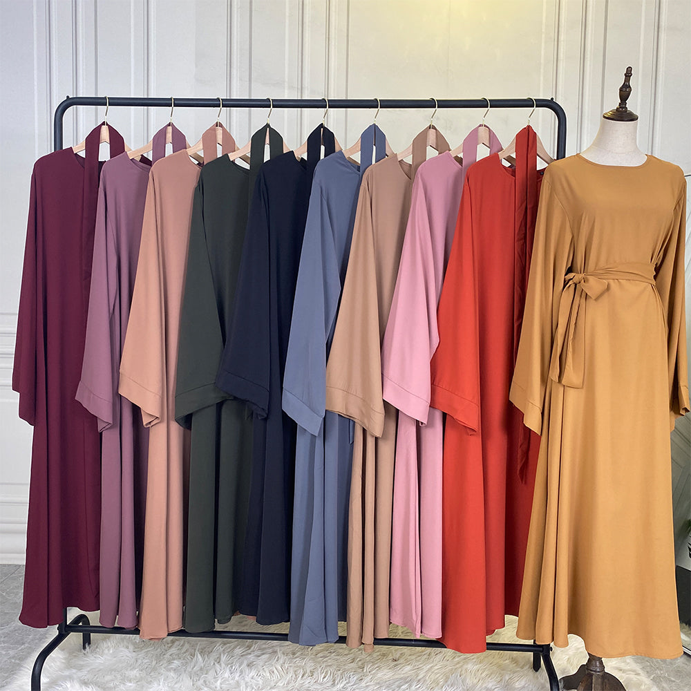 6394#On Sale Hot Sell Popular Simple Nida Abaya Long Dress Color Dresses