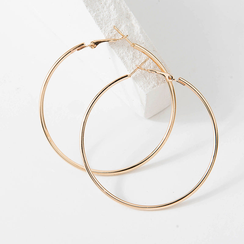 E27#Big Smooth Circle Hoop Earrings  for Women Jewelry