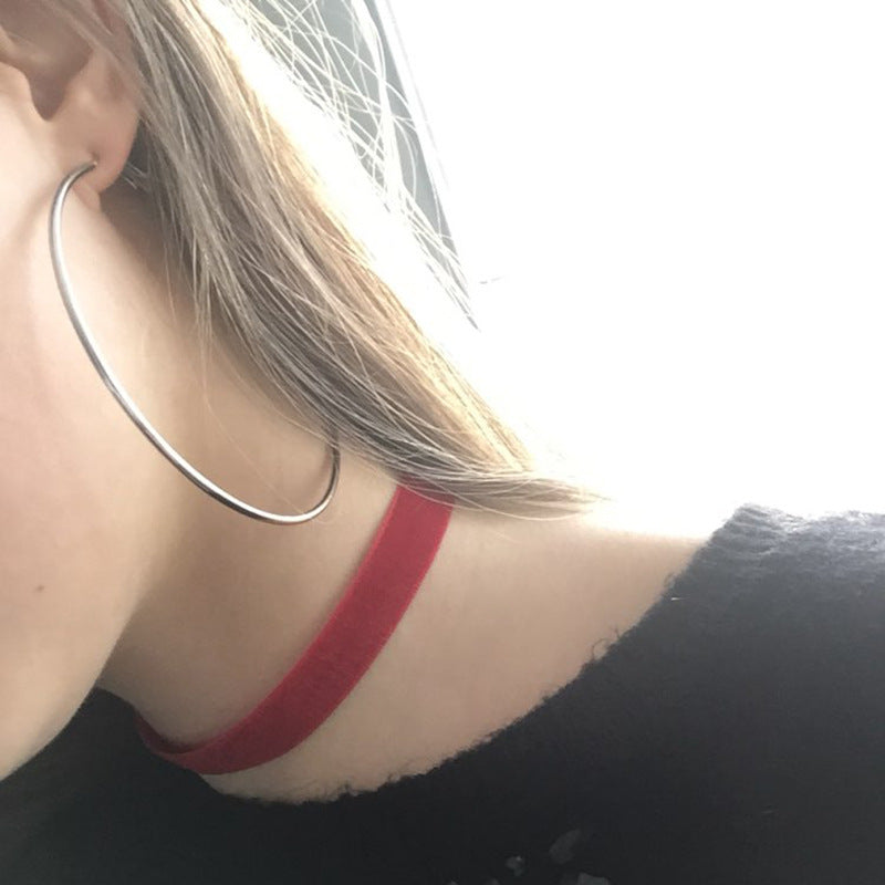 E27#Big Smooth Circle Hoop Earrings  for Women Jewelry
