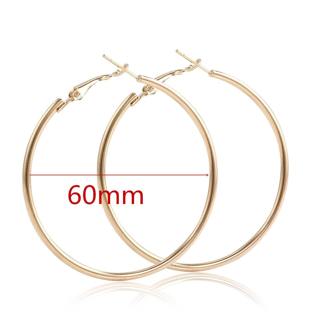 E27#Big Smooth Circle Hoop Earrings  for Women Jewelry