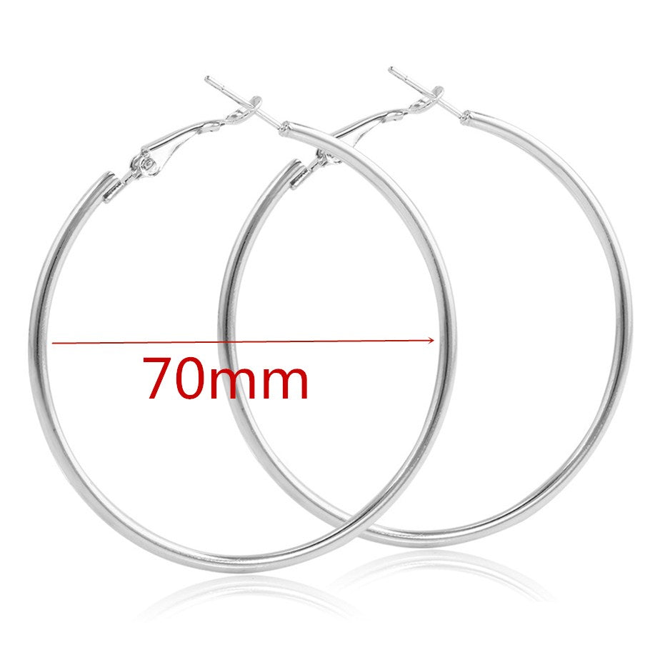 E27#Big Smooth Circle Hoop Earrings  for Women Jewelry