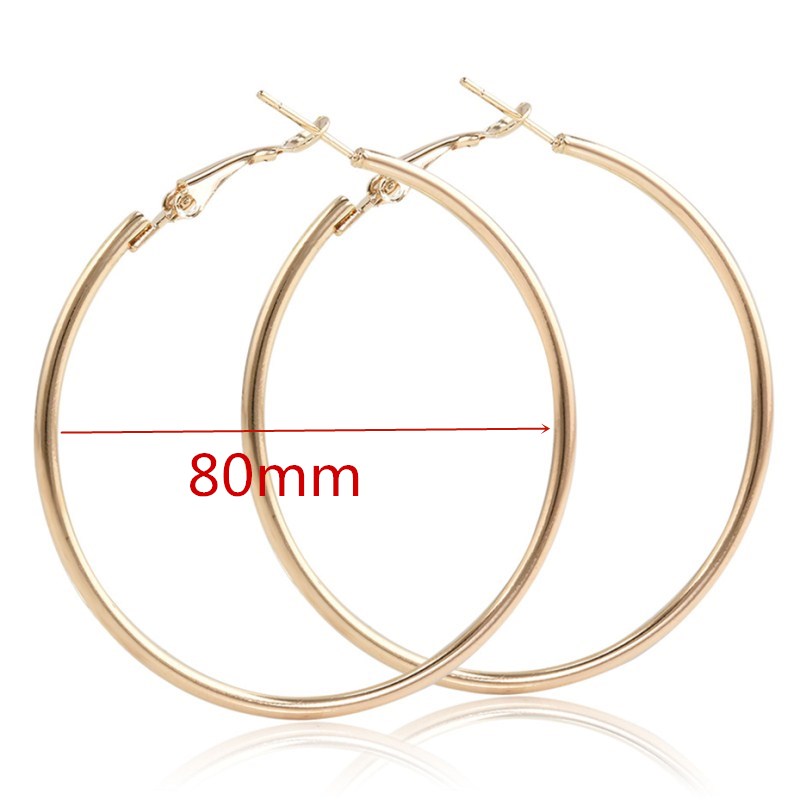 E27#Big Smooth Circle Hoop Earrings  for Women Jewelry