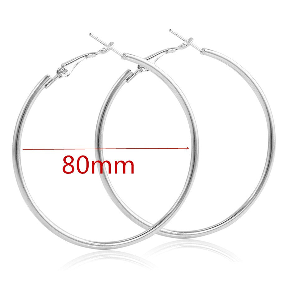 E27#Big Smooth Circle Hoop Earrings  for Women Jewelry