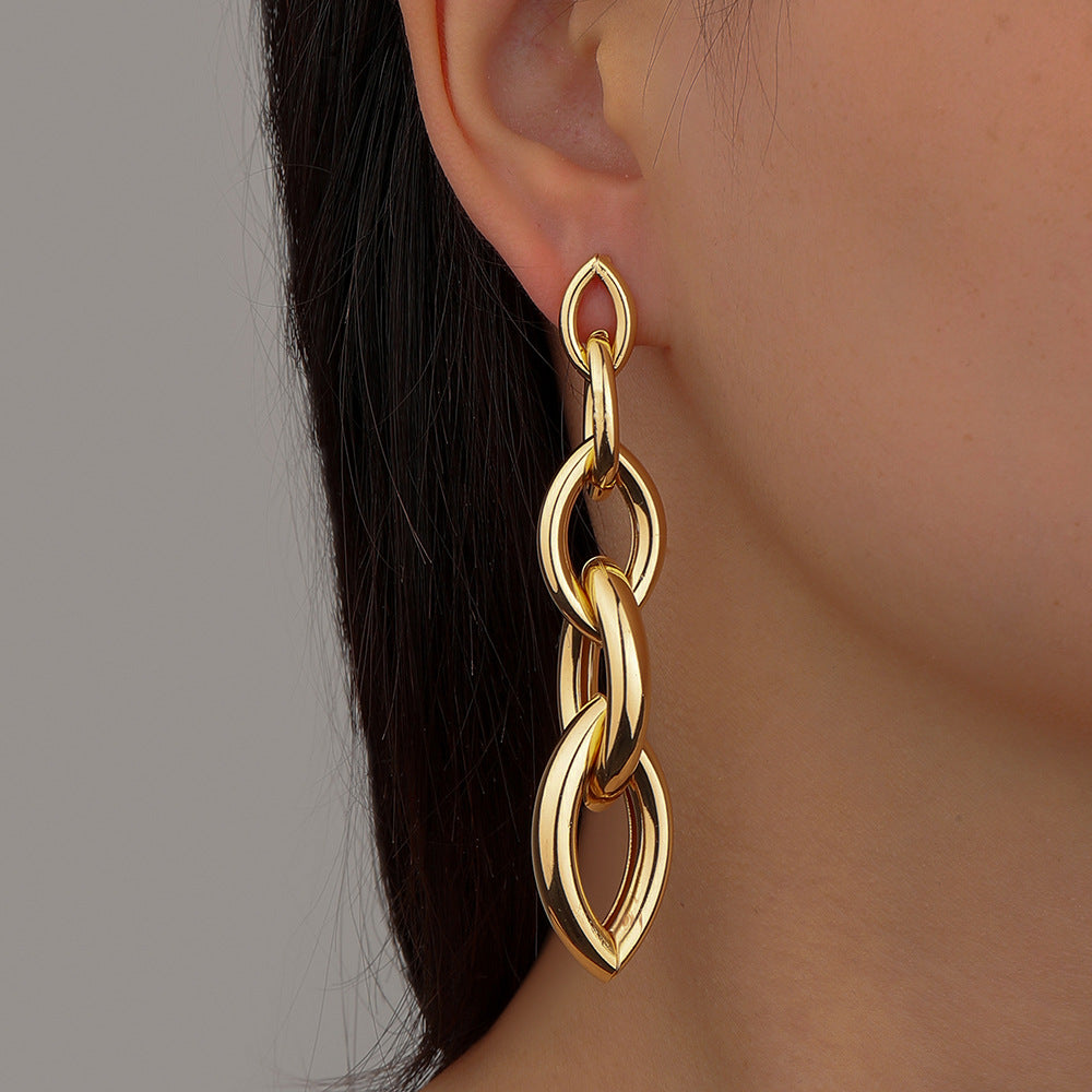 E36#Stainless Steel Unusual Chain Earrings Fashion