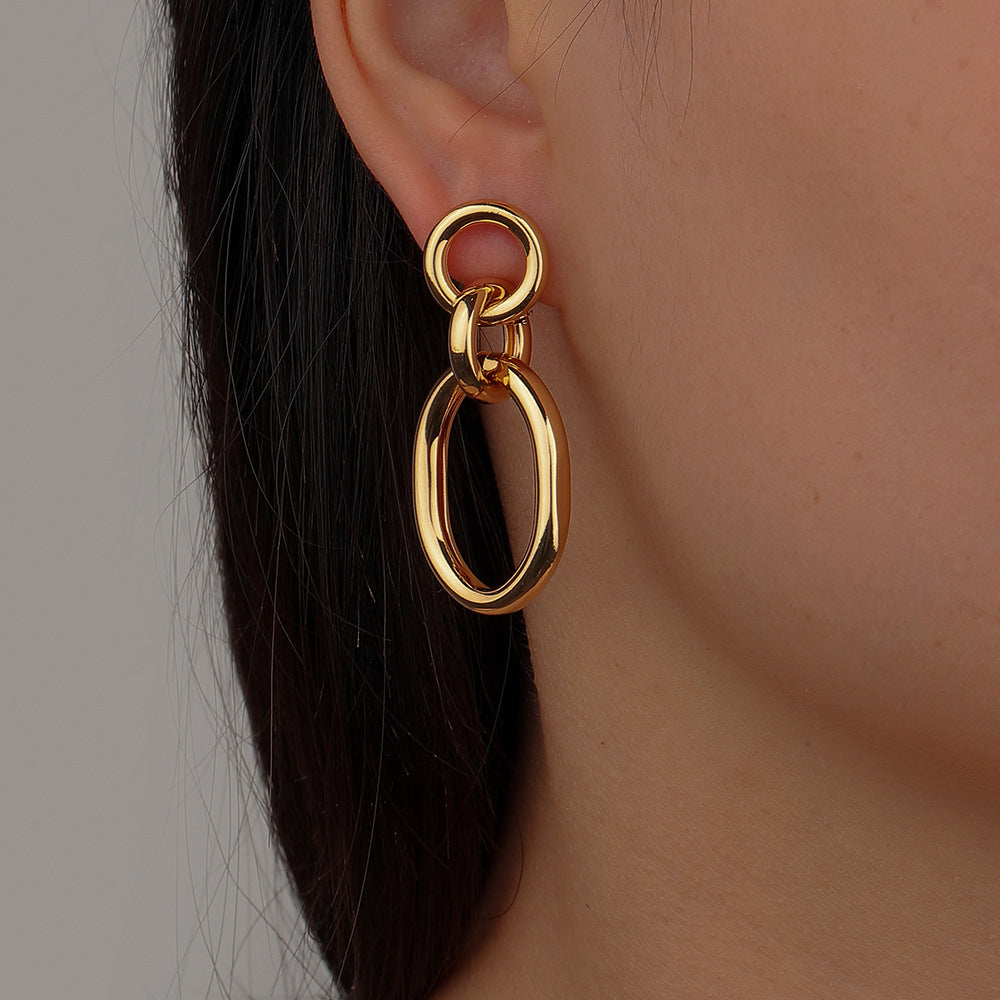 E36#Stainless Steel Unusual Chain Earrings Fashion