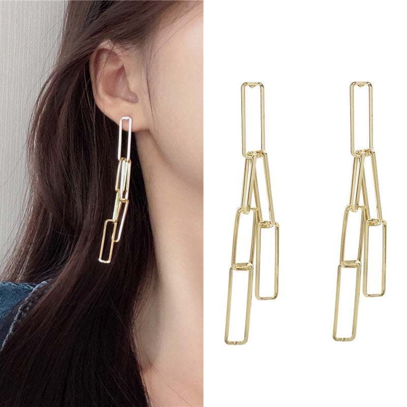 E37#Trend Simulation Pearl Long Earrings Female