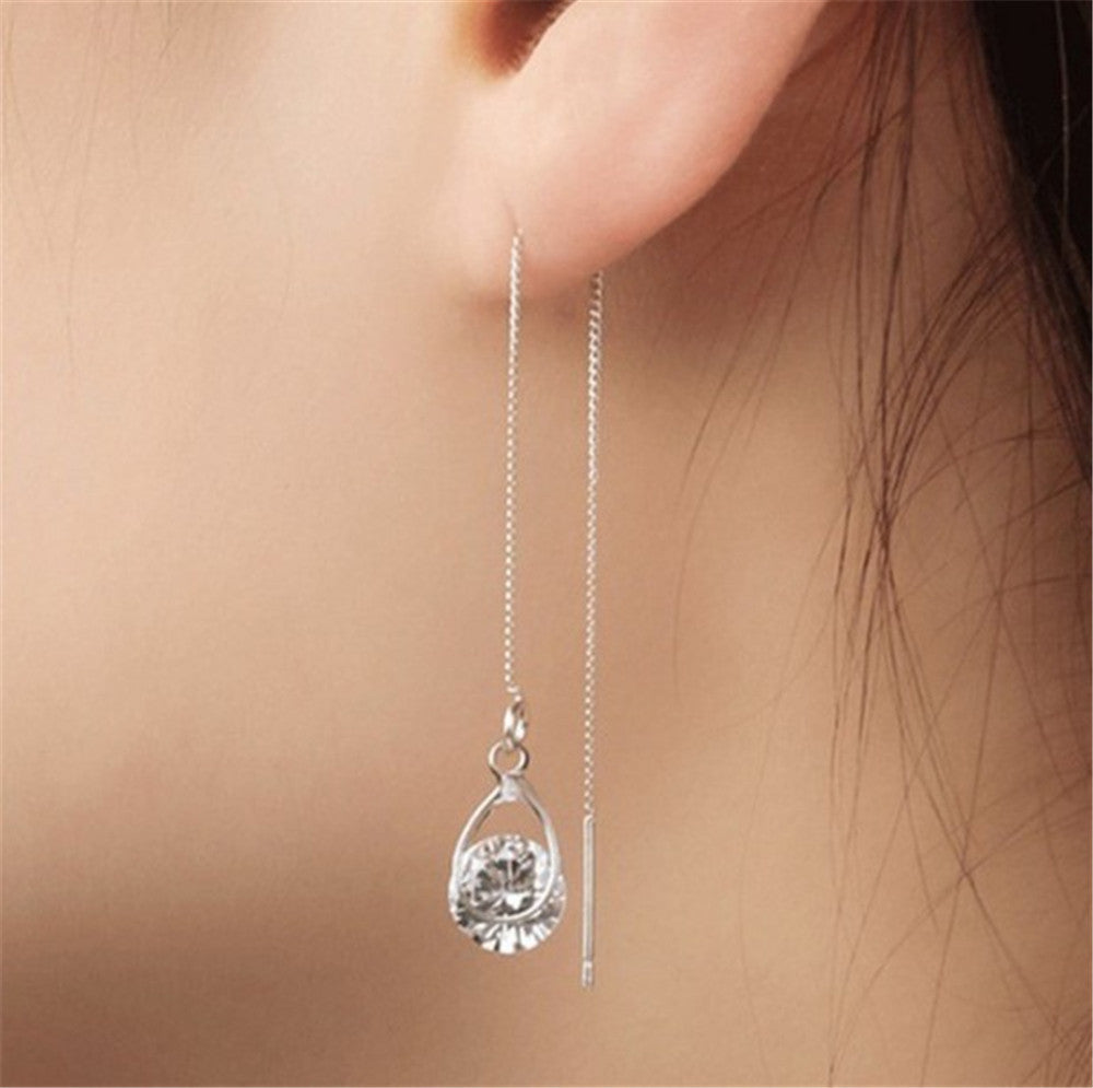 E37#Trend Simulation Pearl Long Earrings Female
