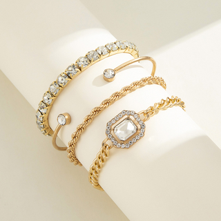 B33# Gold Bracelet Set for Women Twist Chain Zircon Bracelet