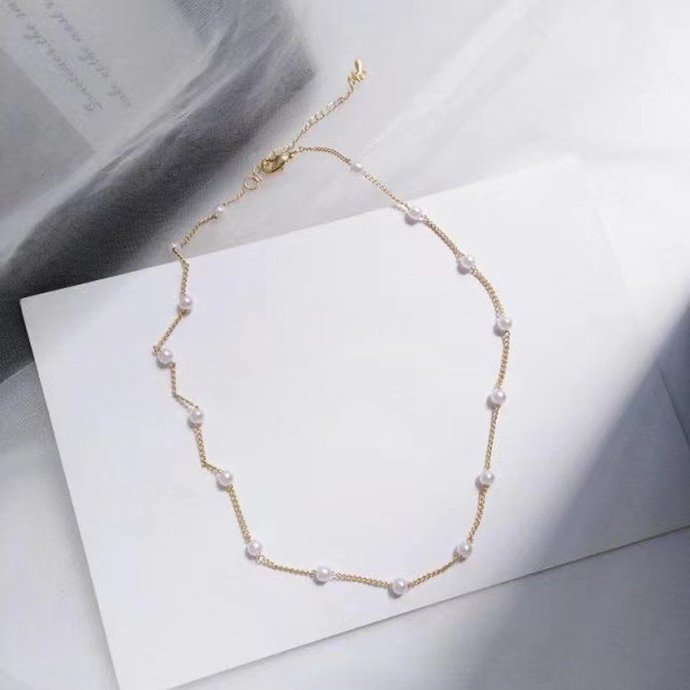 N29#2022 New Beads Neck Chain Kpop Pearl Choker Necklace