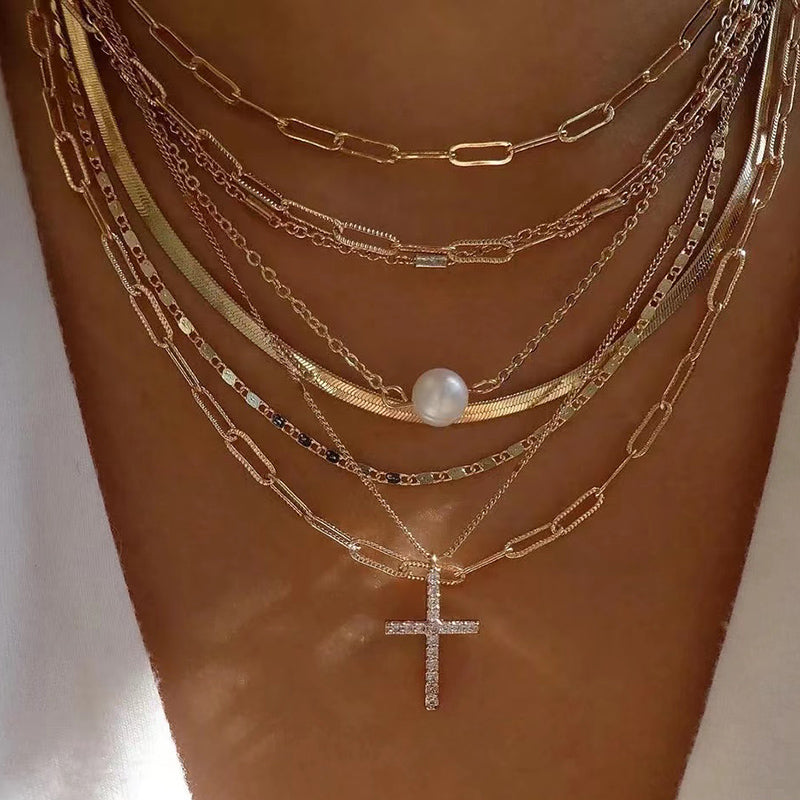 N33# Multilayer Crystal Butterfly Pendant Necklaces
