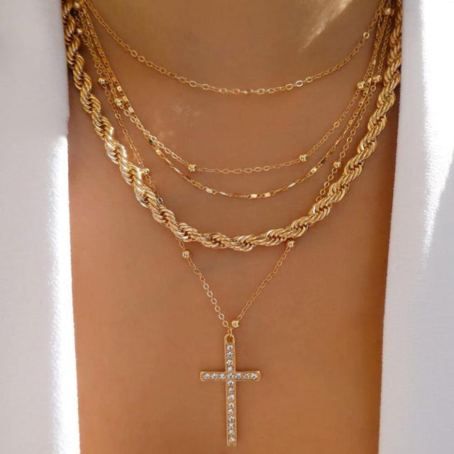 N33# Multilayer Crystal Butterfly Pendant Necklaces