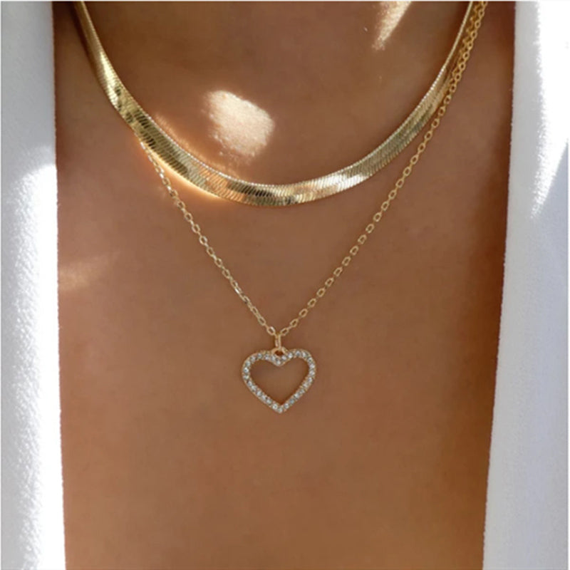 N33# Multilayer Crystal Butterfly Pendant Necklaces