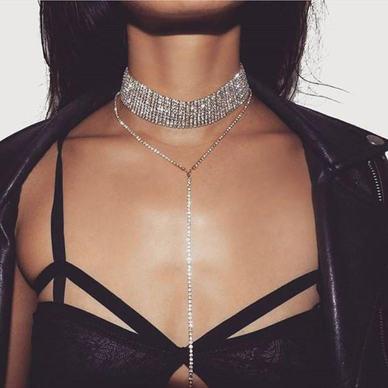 N38#NEW Selling Rhinestone Choker Crystal Gem Luxury Chokers