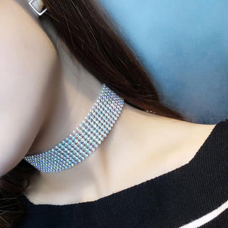 N40#Hip Hop Choker Inlay Rhinestone Element Necklace