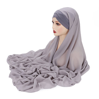 G2#Instant Hijab Chiffon Shawl  Inner  Headwrap Muslim