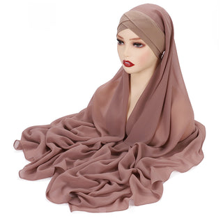 G2#Instant Hijab Chiffon Shawl  Inner  Headwrap Muslim