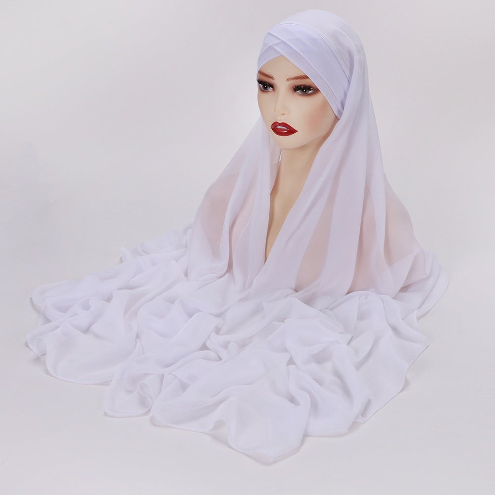 G2#Instant Hijab Chiffon Shawl  Inner  Headwrap Muslim
