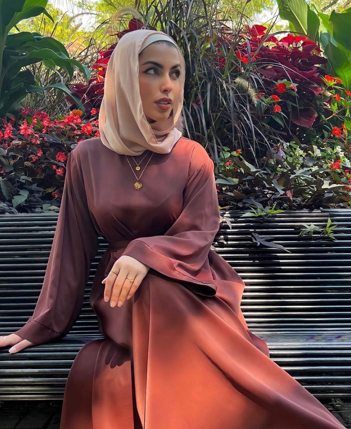 6622# Eid Muslim Islamic Design Hot Sale  Smooth Versatile Casual Satin Ladies Dress