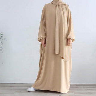 1499#EID Muslim Clothing Nida Prayer Dress Women Abaya With Attached Hijab