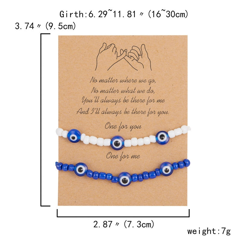 B2#Fashion New Rainbow Crystal Beads Resin Evil Eye Beaded  For Couple Friends Charm Lucky Adjustable Bracelets