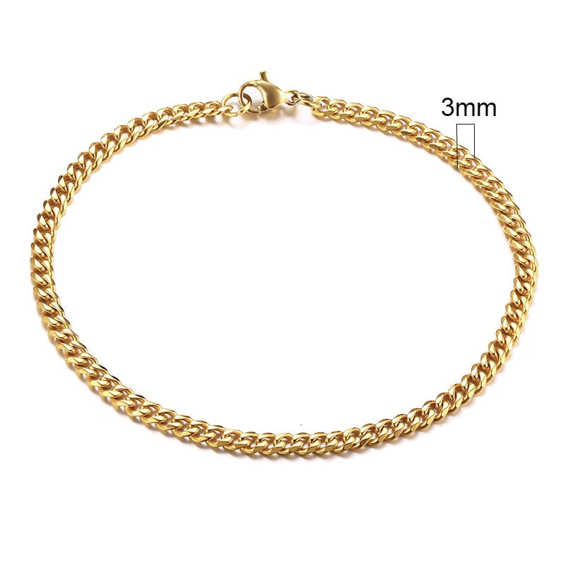 BM1#2022 Chain Bracelet for Men Stainless Steel Curban Link Chain Wristband Classic Male Jewelry