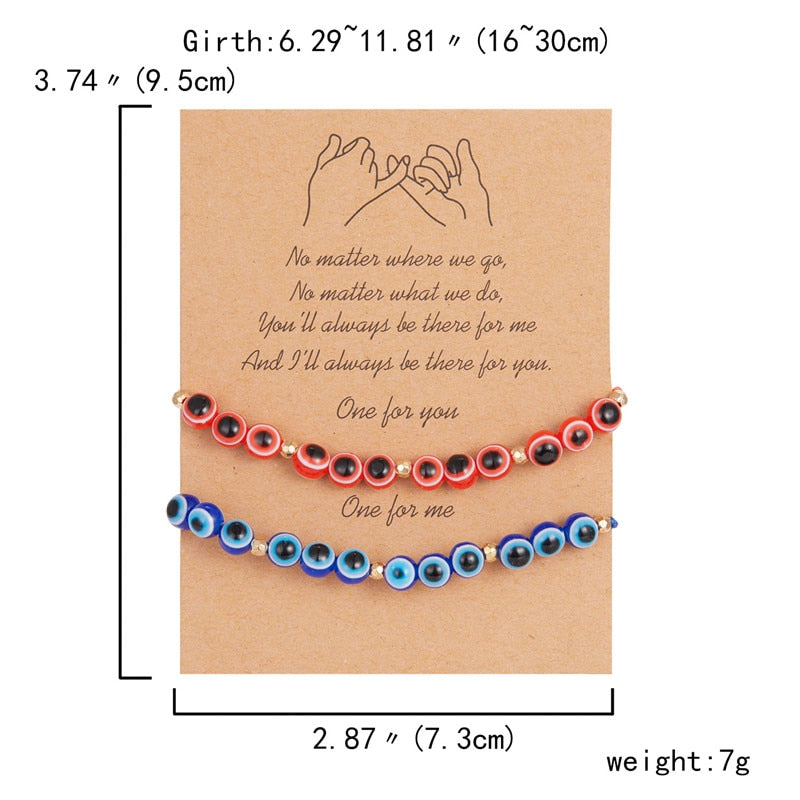 B2#Fashion New Rainbow Crystal Beads Resin Evil Eye Beaded  For Couple Friends Charm Lucky Adjustable Bracelets