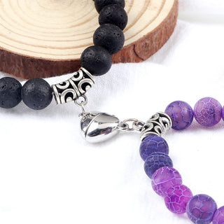 C5#Hot Sale 2Pcs/Set Beads Bracelet For Lovers Natural Stone Distance Heart Magnet Couple Bracelets