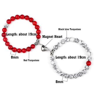 C5#Hot Sale 2Pcs/Set Beads Bracelet For Lovers Natural Stone Distance Heart Magnet Couple Bracelets