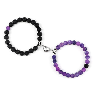 C5#Hot Sale 2Pcs/Set Beads Bracelet For Lovers Natural Stone Distance Heart Magnet Couple Bracelets